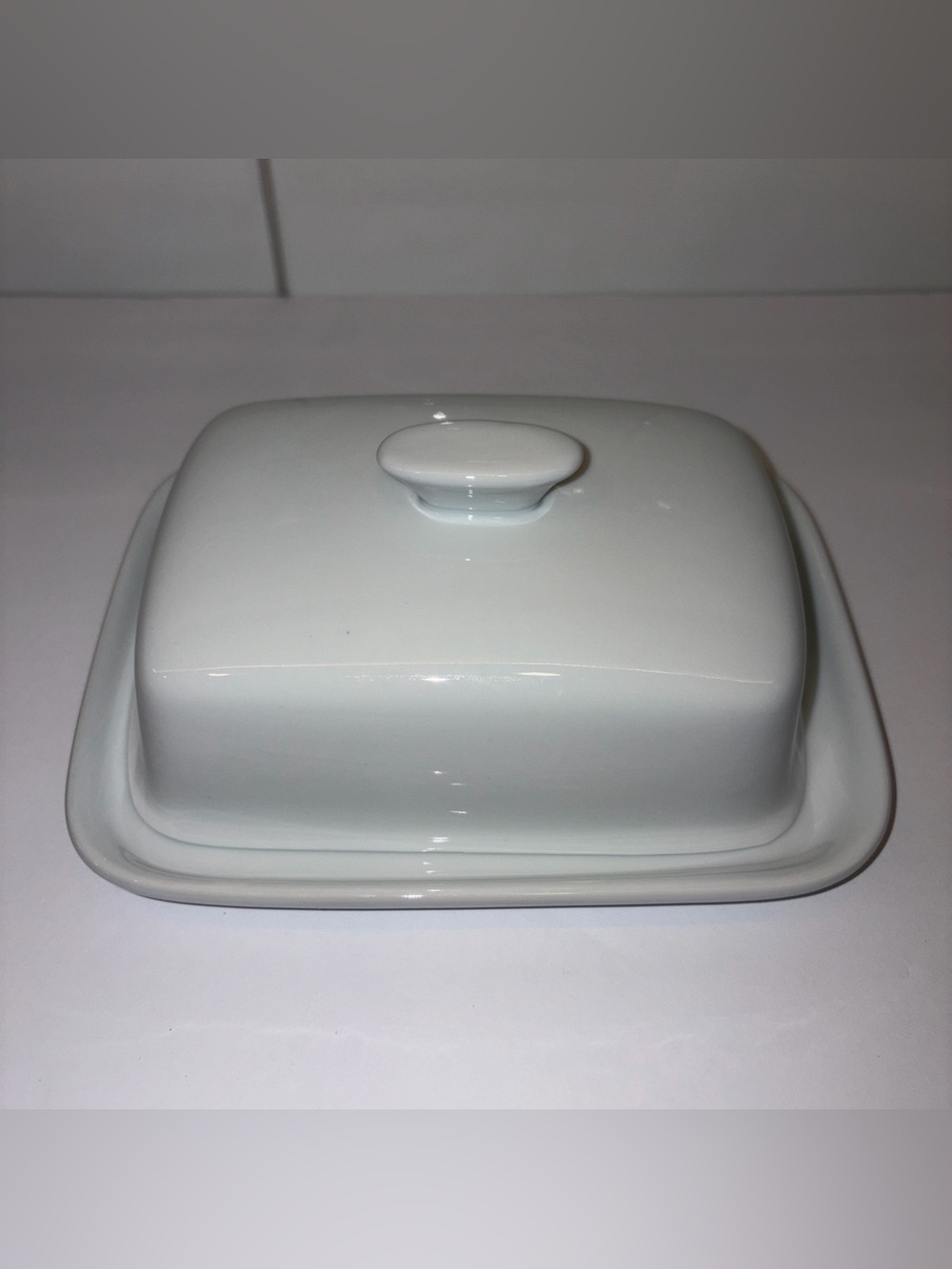 Butter Dish & Lid Porcelain Everyday White Fitz & Floyd Large 2 Butter Sticks